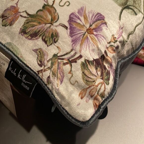 Nicole Miller Velvet Floral Accent Pillow - Picture 4 of 7